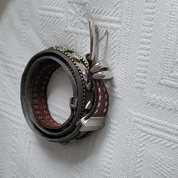 Nanni Milano Vintage Metal Mesh Leather Belt Made in Italy Size 80/32